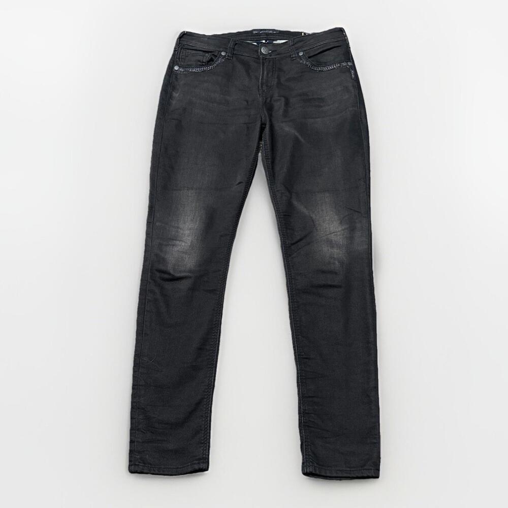 Silver‎ Jeans Womens 32 Black Suki Mid Skinny Joga Stretch 34x30